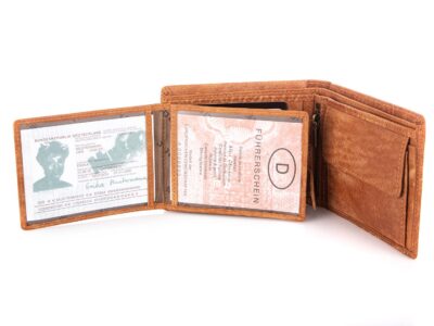 Duży skórzany portfel męski z ćwiekami i tłoczeniem J Jones - obrazek 4