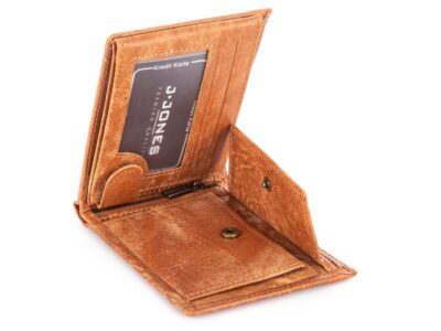 Duży skórzany portfel męski z ćwiekami i tłoczeniem J Jones - obrazek 3