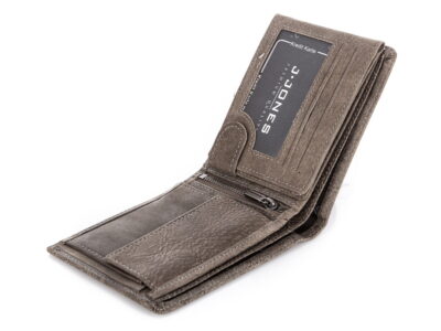 Szary duży portfel męski skórzany z ćwiekami J Jones - obrazek 8