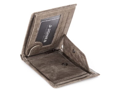 Szary duży portfel męski skórzany z ćwiekami J Jones - obrazek 7