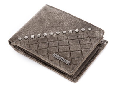 Szary duży portfel męski skórzany z ćwiekami J Jones - obrazek 9