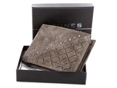 Szary duży portfel męski skórzany z ćwiekami J Jones - obrazek 6