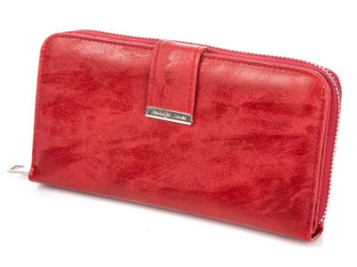 Duży czerwony portfel damski ze skóry ekologicznej