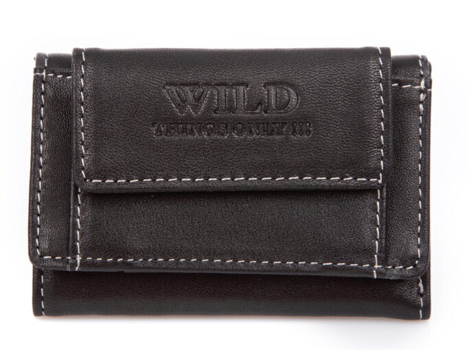 Mały czarny portfel męski skórzany Wild