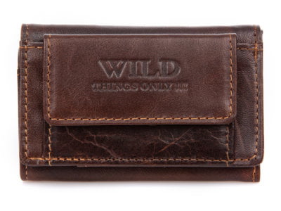 Mały ciemno brązowy portfel męski skórzany Wild