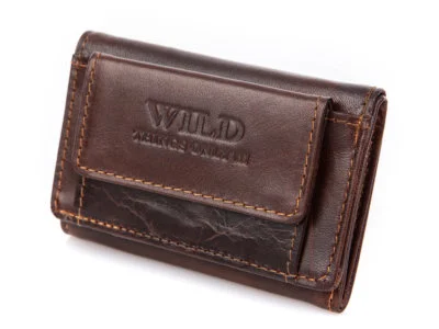 Mały ciemno brązowy portfel męski skórzany Wild - obrazek 2