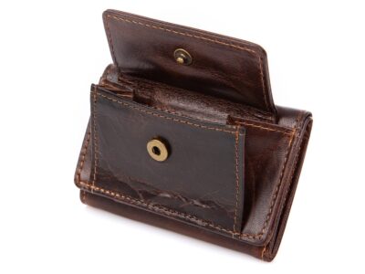 Mały ciemno brązowy portfel męski skórzany Wild - obrazek 7