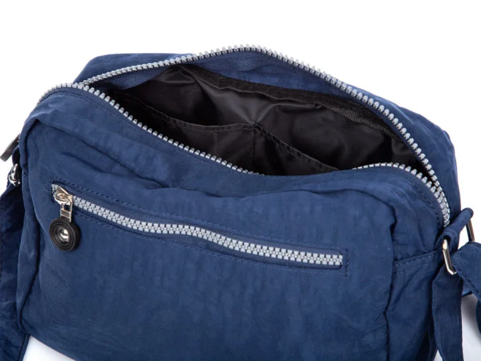 Otwarta granatowa torebka Bag Street z widoczną kieszenią i wnętrzem