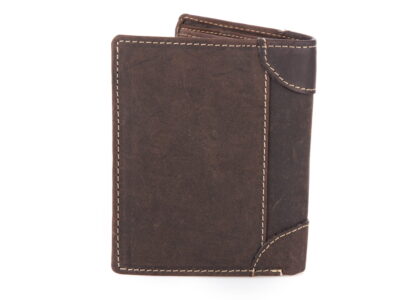 Portfel męski skórzany bifold pionowy ciemny brąz - obrazek 3