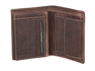 Portfel męski skórzany bifold pionowy ciemny brąz - obrazek 5