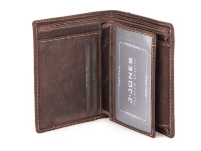 Portfel męski skórzany bifold pionowy ciemny brąz - obrazek 6