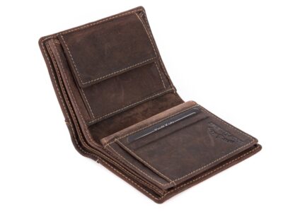 Portfel męski skórzany bifold pionowy ciemny brąz - obrazek 8