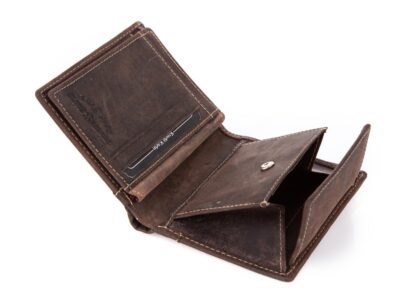 Portfel męski skórzany bifold pionowy ciemny brąz - obrazek 7