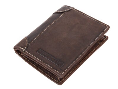 Portfel męski skórzany bifold pionowy ciemny brąz - obrazek 4