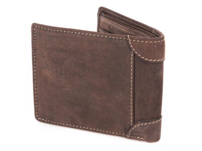 Poziomy skórzany portfel męski bifold ciemny brąz - obrazek 3