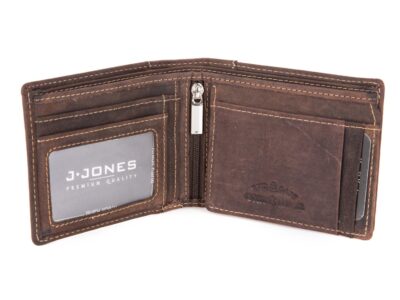 Poziomy skórzany portfel męski bifold ciemny brąz - obrazek 5