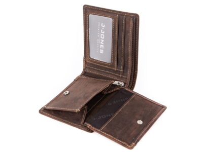 Poziomy skórzany portfel męski bifold ciemny brąz - obrazek 6