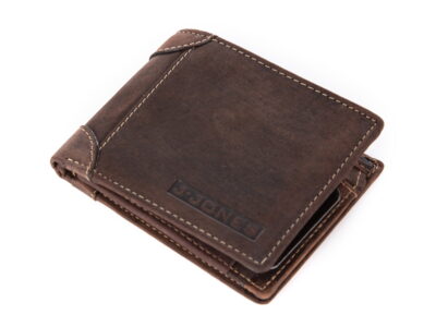 Poziomy skórzany portfel męski bifold ciemny brąz - obrazek 4