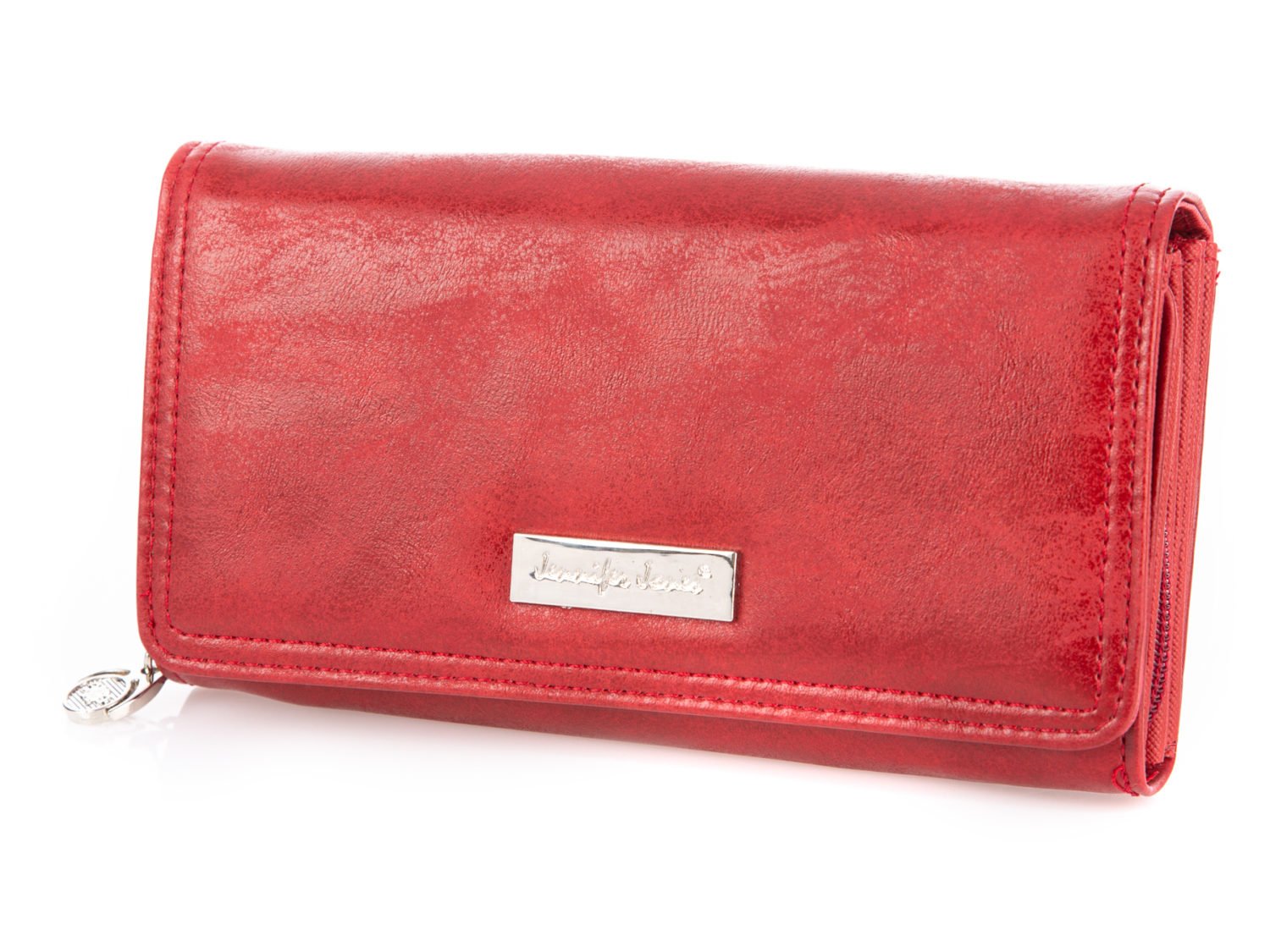 Czerwony poziomy portfel damski ze skóry ekologicznej