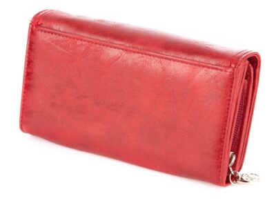 Poziomy portfel damski czerwony ze skóry ekologicznej - obrazek 3