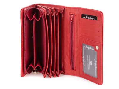 Poziomy portfel damski czerwony ze skóry ekologicznej - obrazek 5
