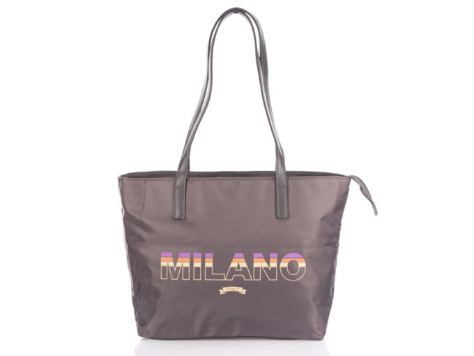 Szara shopperka damska materiałowa MILANO