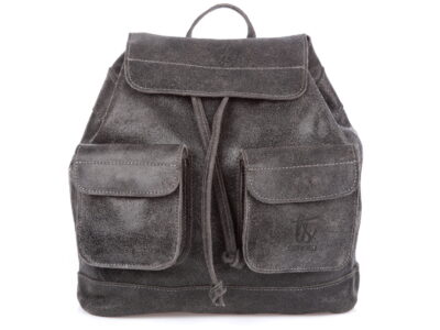 Skórzany plecak damski szary w stylu vintage SERGEJ