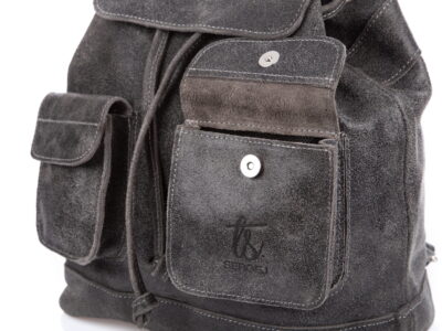 Skórzany plecak damski szary w stylu vintage SERGEJ - obrazek 10