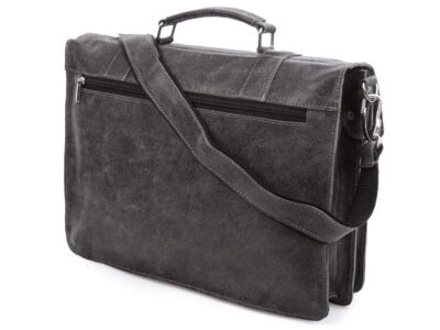 Skórzana torba męska A4 szara w stylu vintage SERGEJ - obrazek 5