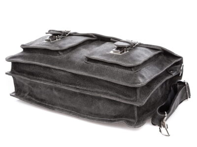 Skórzana torba męska A4 szara w stylu vintage SERGEJ - obrazek 9