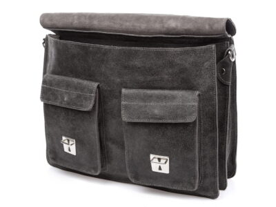 Skórzana torba męska A4 szara w stylu vintage SERGEJ - obrazek 7