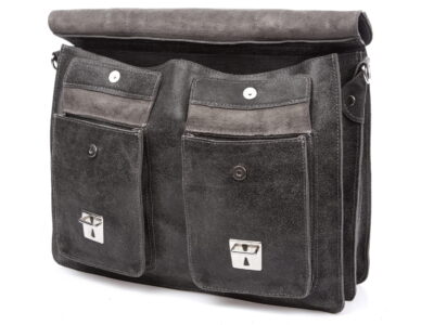 Skórzana torba męska A4 szara w stylu vintage SERGEJ - obrazek 8