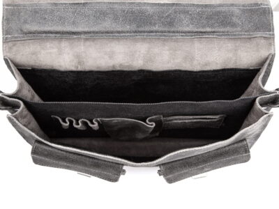Skórzana torba męska A4 szara w stylu vintage SERGEJ - obrazek 16