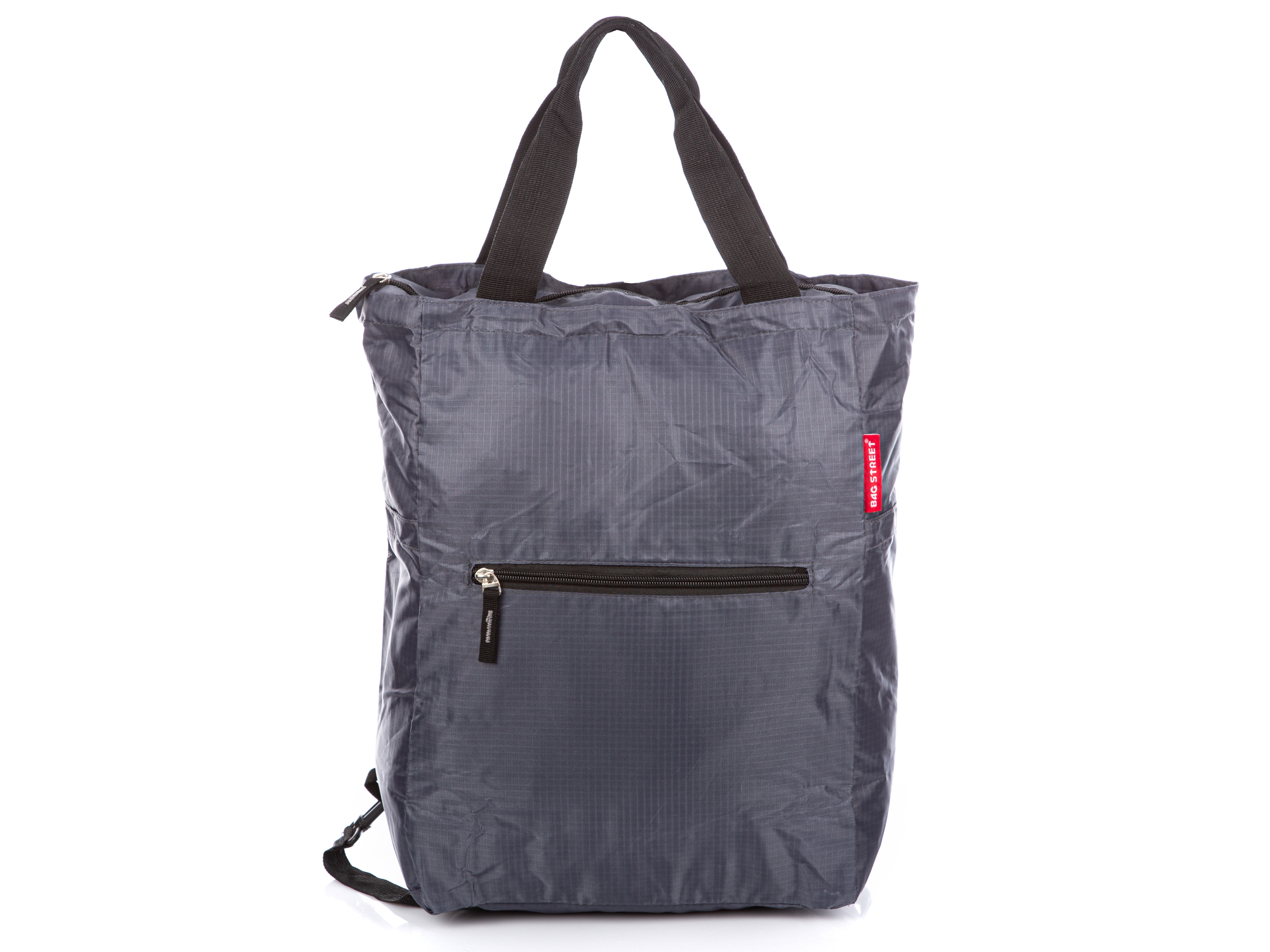 Torba i plecak w jednym składana do małej saszetki szara - Ładne Torby.pl