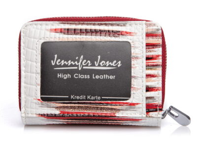 Mały lakierowany portfel damski biało czerwony Jennifer Jones - obrazek 3