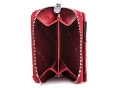 Mały lakierowany portfel damski biało czerwony Jennifer Jones - obrazek 5