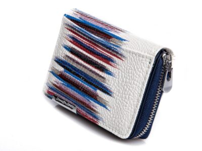 Mały lakierowany portfel damski biało niebieski Jennifer Jones - obrazek 6