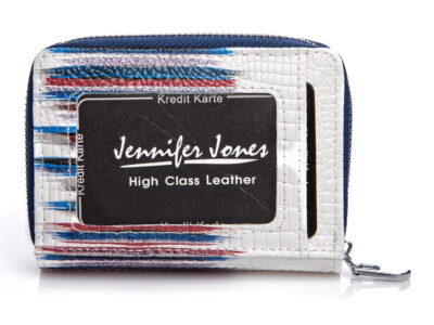 Mały lakierowany portfel damski biało niebieski Jennifer Jones - obrazek 3