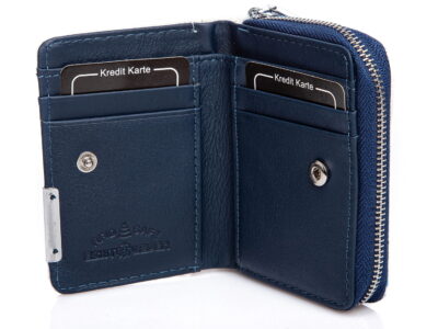 Mały lakierowany portfel damski biało niebieski Jennifer Jones - obrazek 4