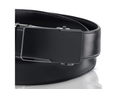 Skórzany pasek męski do spodni z czarną klamrą automatyczną Zagatto - obrazek 3