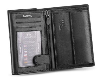 Portfel męski skórzany czarny z czerwonym paskiem Zagatto - obrazek 3