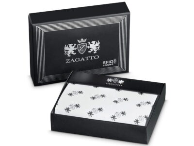 Portfel męski skórzany czarny z czerwonym paskiem Zagatto - obrazek 6