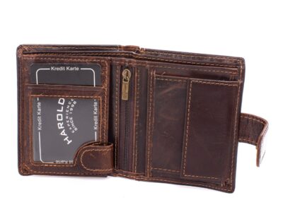 Kieszonkowy portfel męski skórzany ciemny brąz Harold's - obrazek 4