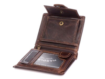Kieszonkowy portfel męski skórzany ciemny brąz Harold's - obrazek 5