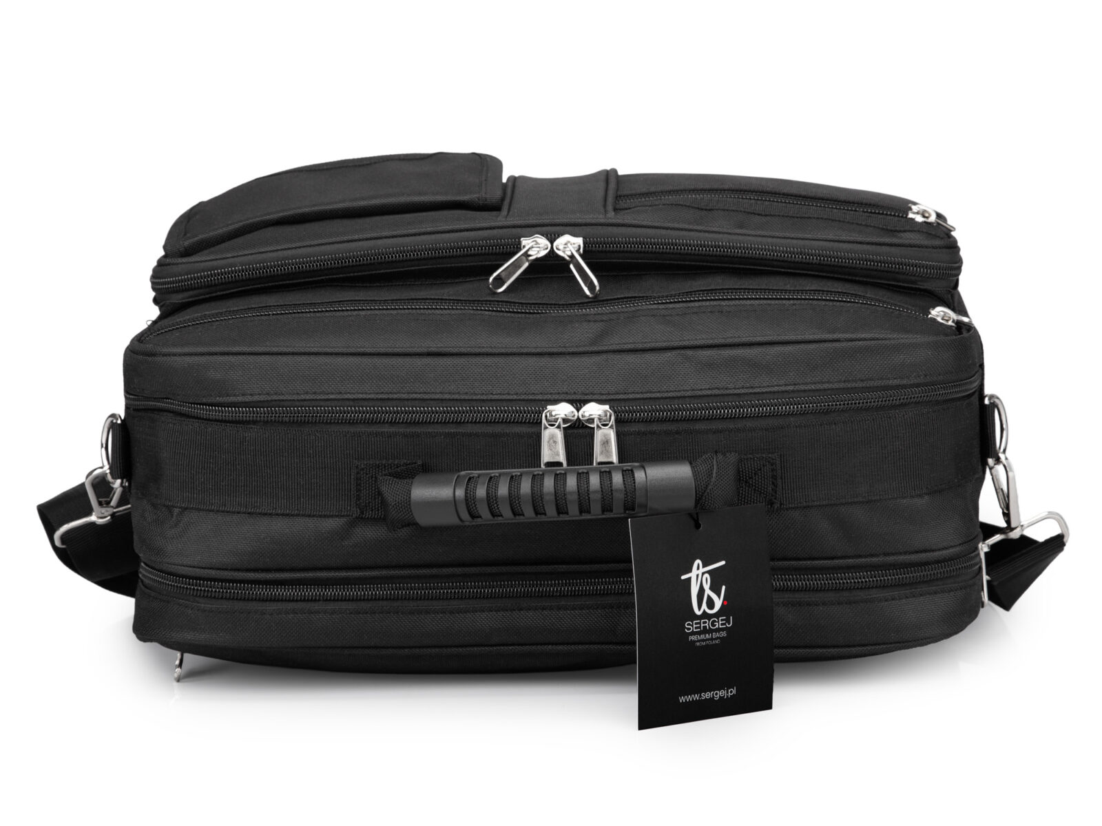 Widok od góry - solidna rączka i mocne pullery zamków błyskawicznych.