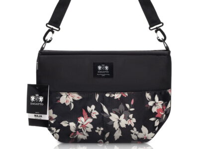 Torba do wózka dziecięcego uniwersalna czarna z kwiatkami ZAGATTO - obrazek 2