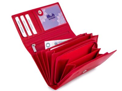 Skórzany portfel damski ZAGATTO gładki czerwony - obrazek 5