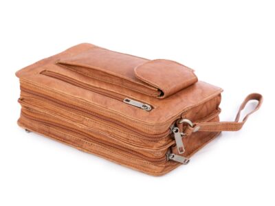 Saszetka męska na dokumenty dwukomorowa jasny brąz Bag Street - obrazek 4