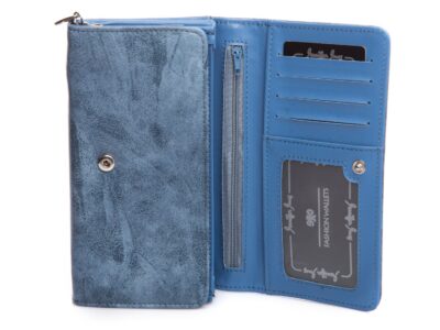 Duży portfel damski kolor jasnego jeansu Jennifer Jones - obrazek 4