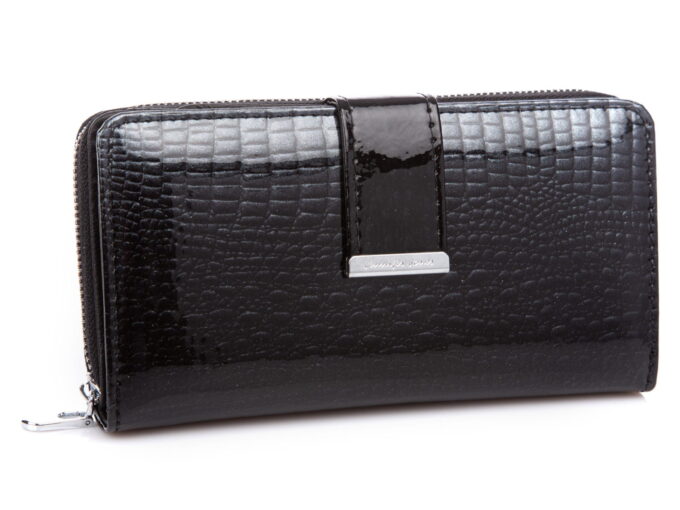 Czarny portfel damski z drobinkami brokatu Jennifer Jones